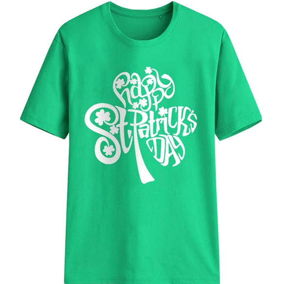 St. Patrick's Day Shirt Unisex Large Clovers Short Sleeve Tee - Picture 2 of 5
